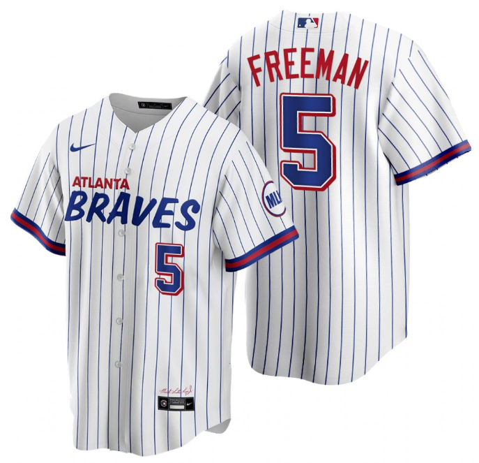 Men's Atlanta Braves #5 Freddie Freeman 2021 White City Connect Stitched Jersey